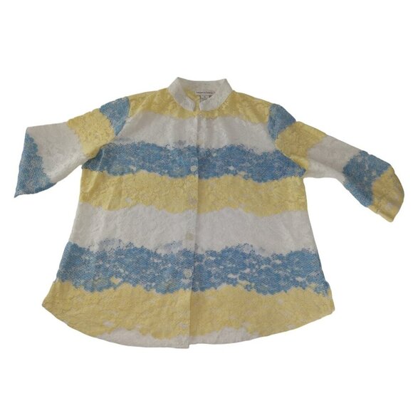 Draper's & Damon's  Women's Multicolor Lace   Button Up  Top size XL - Picture 2 of 12